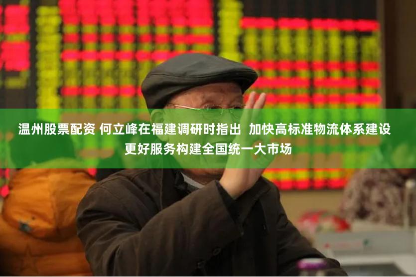 温州股票配资 何立峰在福建调研时指出  加快高标准物流体系建设  更好服务构建全国统一大市场